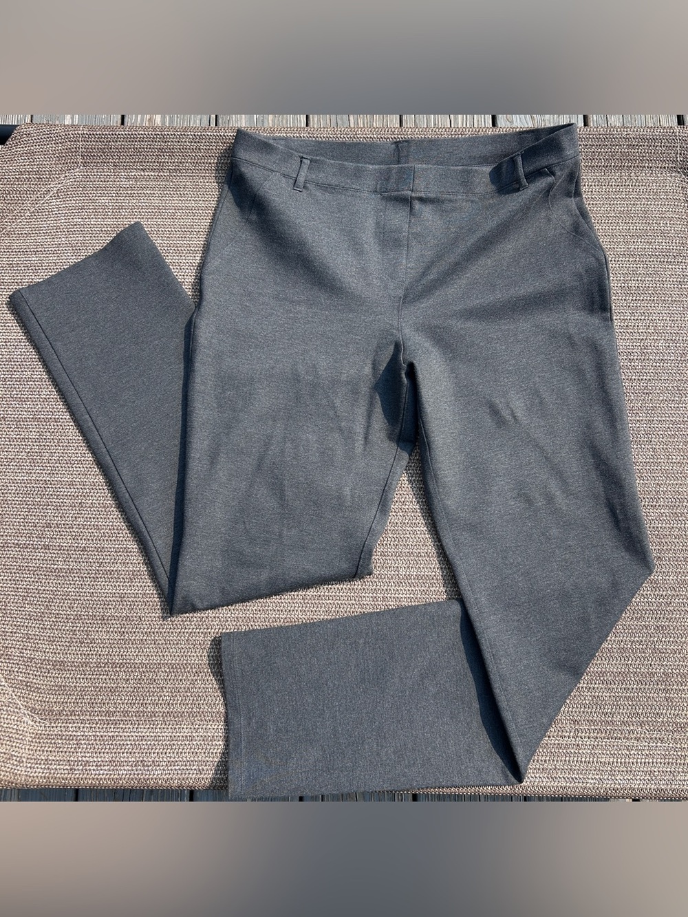 Quince Ultra-Stretch Ponte Straight Leg Pants Charcoal Gray Size L Tall